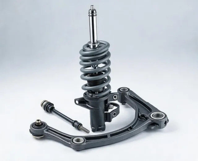 Suspension and steering components arranged for inspection