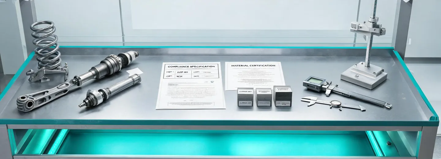 Automotive parts inspection with clean materials and compliance documents